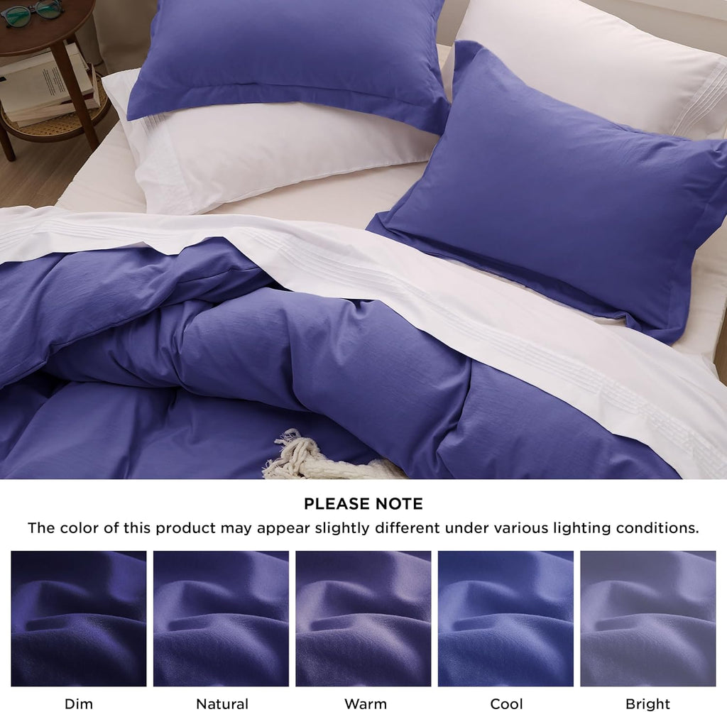 Bedsure Skipper Blue Duvet Cover Set - King Size 3-Piece Extra Soft Cotton-Like Polyester Bedding, 104x90 Inches with Zipper Closure & 2 Pillow Shams
