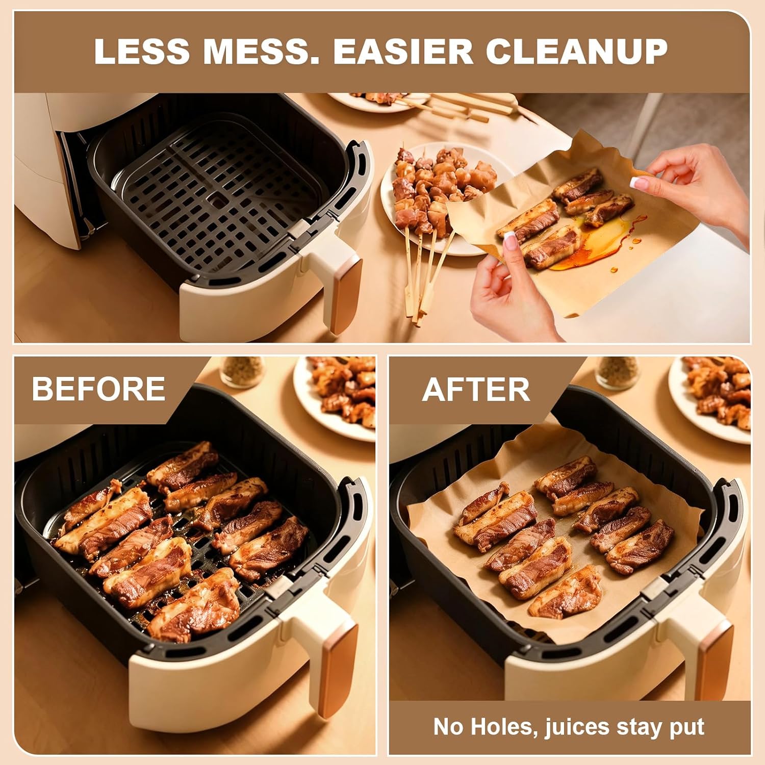 Parchment Paper Sheets | 220 Pcs Non-Stick Precut Baking Paper | 8.5x8.5 Inch, Oil & Water Resistant