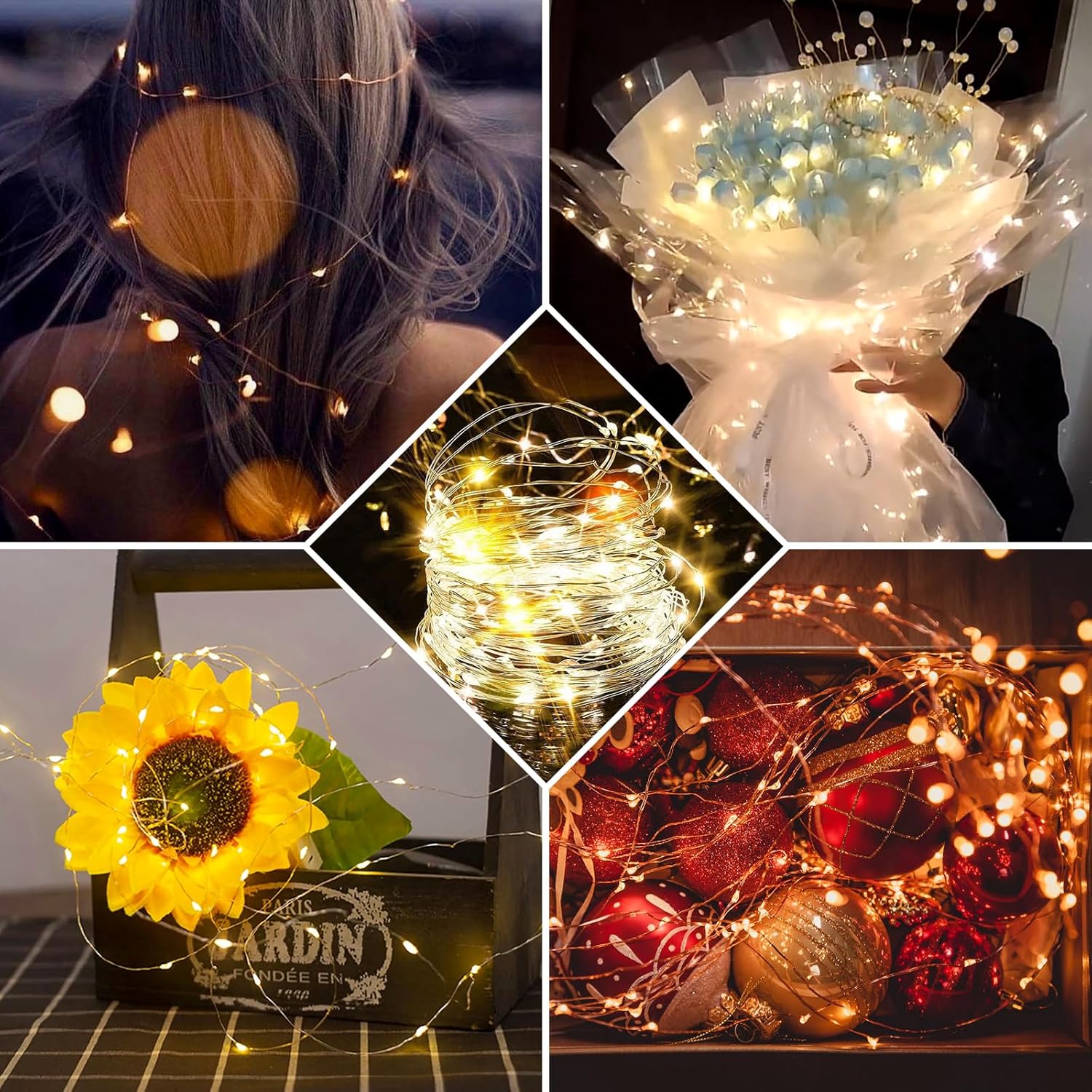 Skiennix 24-Pack Fairy Lights - 7Ft 20 LED Twinkle String Lights | Battery Operated & Waterproof for Weddings, Parties, & Home Decor - Warm White