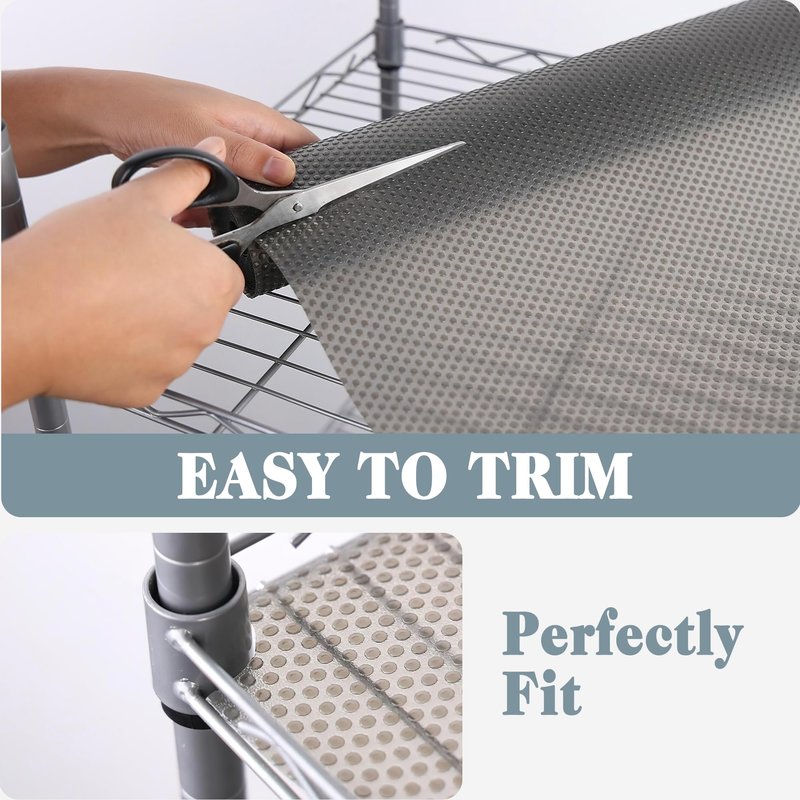 FLPMIX Thick Shelf Liner 12 inch Wide: Standard Size (12 by 197 Inch) Pantry Shelf Liner for Wire Shelves - Waterproof Heavy Duty Easy to Cut Plastic Kitchen Drawer Liner - Transparent Grey