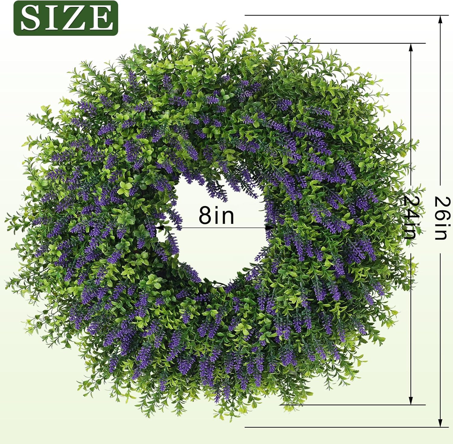 Regine Switzerland 26" Artificial Lavender & Boxwood Wreath - Large Faux Purple Greenery for Home Decor | All Seasons