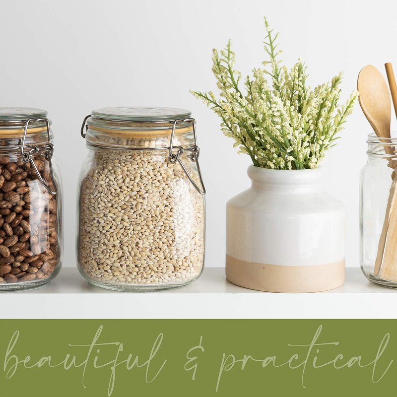 Galashield Glass Jars with Lids 24 oz Food Storage Jars with Airtight Lids Leak Proof Glass Canisters Kitchen Jars [Set of 2]