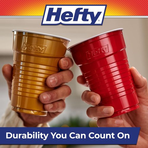 Hefty Party On Disposable Plastic Cups - 16 Oz, 80 Count, Assorted Colors | Durable & Easy Grip