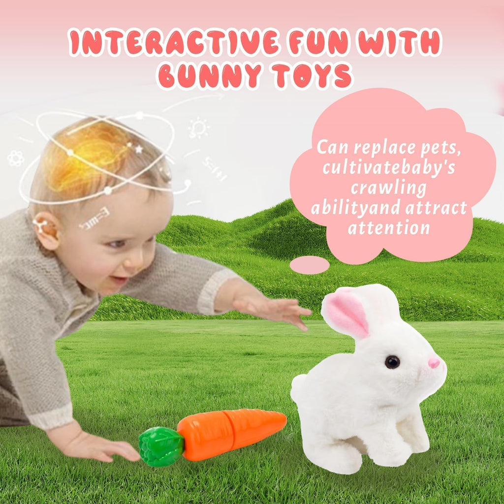 Skiennix Realistic Bunny Toy - Interactive Plush Rabbit with Sounds & Movements | Easter Gift for Kids (Brown & White)