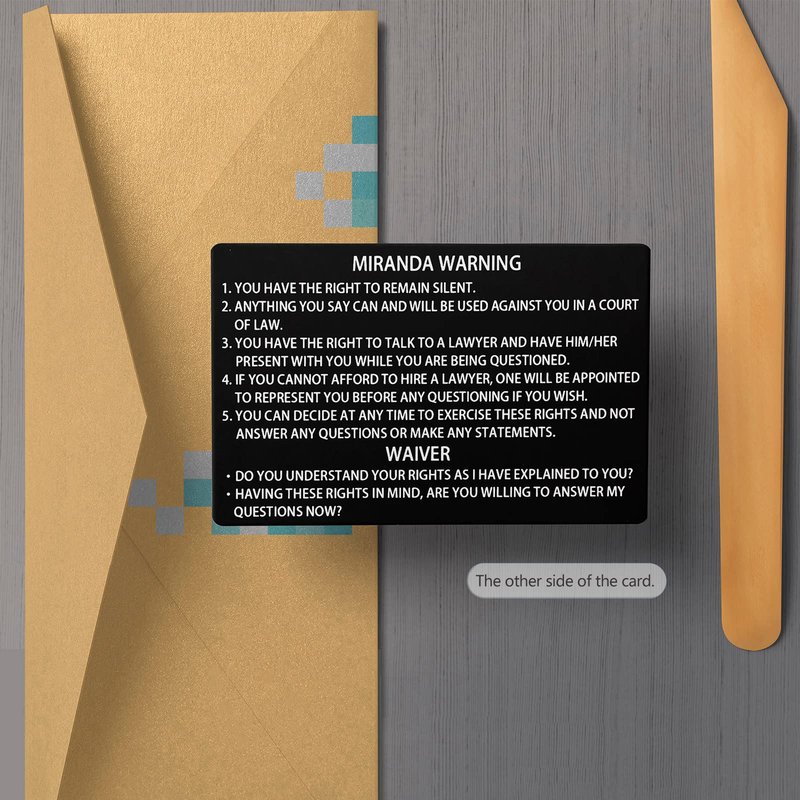Velinpun 20 PCS Spanish and English Metal Miranda Warning Card Police, Aluminum Miranda Rights Card for Law Enforcement, Police (20PCS Black)