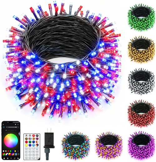 Minetom LED RGB String Lights - 82ft 250-LED Color Changing Fairy Lights with Remote & App Control