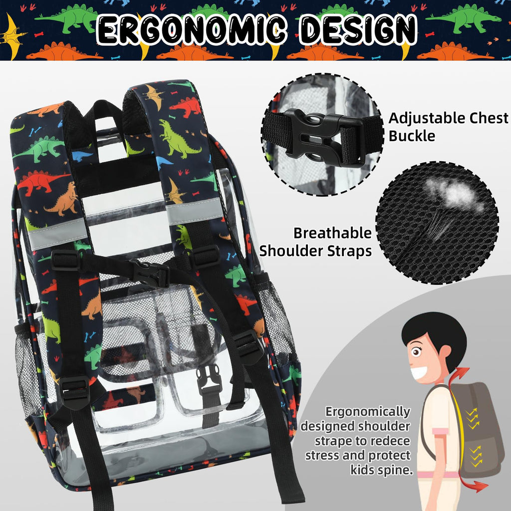 Unineovo Clear Backpack Heavy Duty, Clear Bookbag with Pencil Case, Large See Through Backpack Plastic Transparent Backpacks for Primary College Work Travel