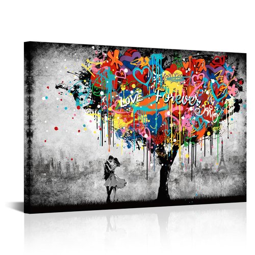 Artmyharbor Heart Tree Painting Graffiti Wall Art Bedroom Wall Decor 24 x 36 inches