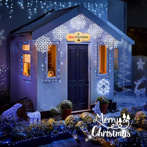 Brightown Christmas Snowflake Icicle Lights - 23.6ft 10 Drops with 480 LEDs for Indoor/Outdoor Holiday Decor