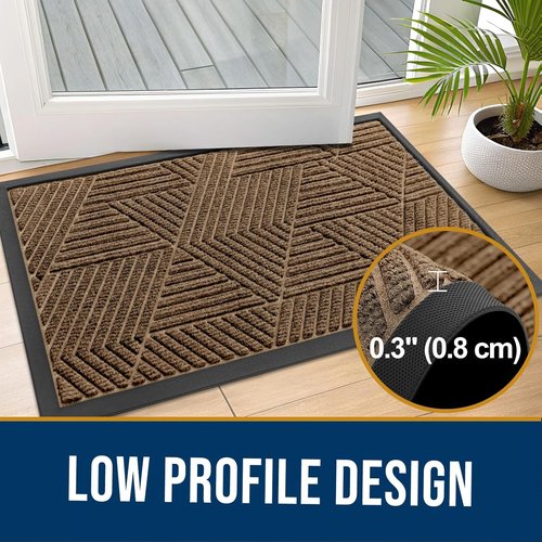 Kitinjoy Heavy Duty Rubber Doormat - Sturdy Dirt Trapper with Non-Slip Backing | 29.5x17 Inch, Brown