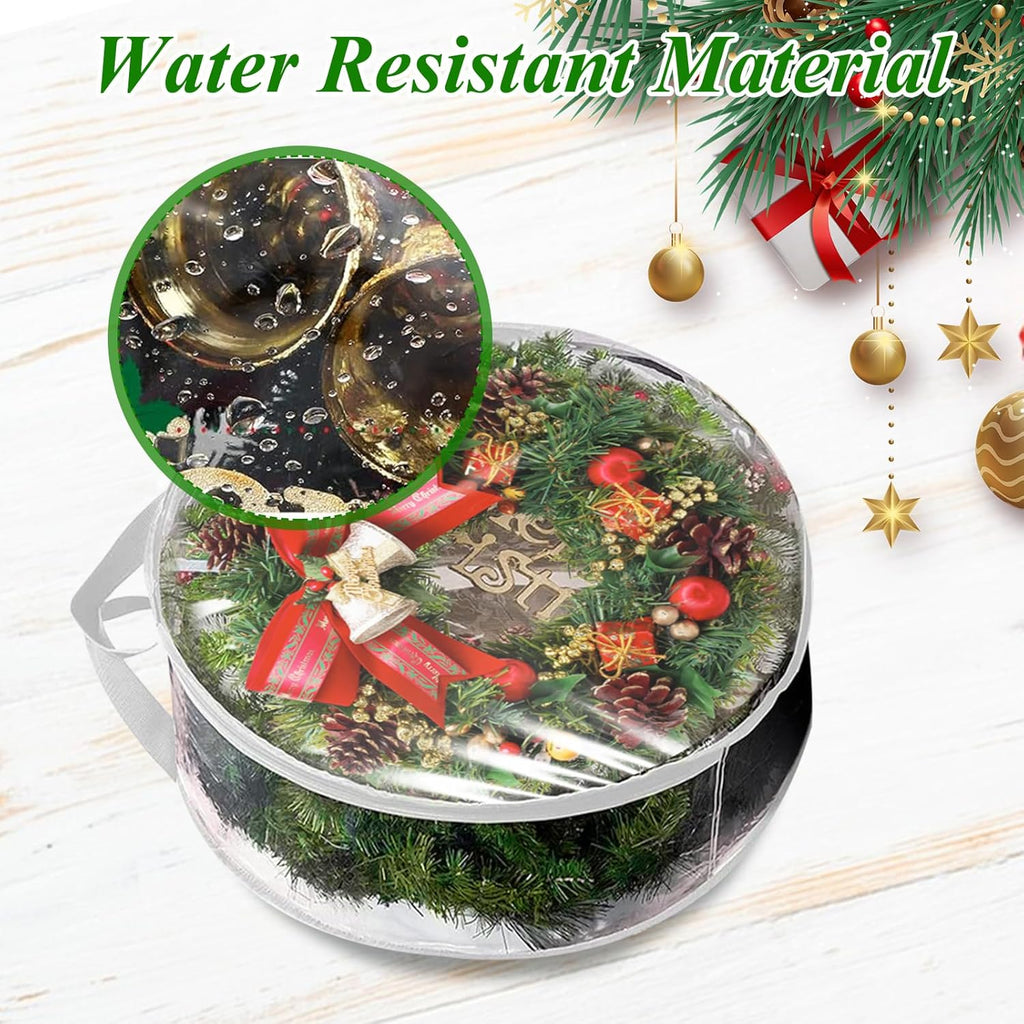 YAYODS Wreath Storage Container - Heavy Duty 30 Inch Christmas Wreath Bag with Clear Window | 6 Pack, White