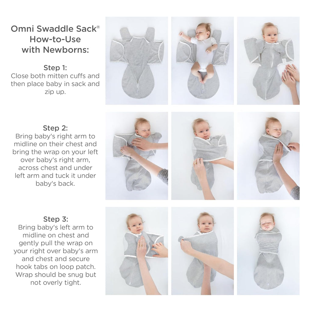 SwaddleDesigns 6-Way Omni Swaddle Sack - Arms Up Design for Newborns | Calms Startle Reflex, Heathered Jadeite, Small (0-3 Mo, 6-12 lbs)