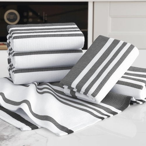 Homaxy Premium Kitchen Towels - Highly Absorbent Cotton Dish Towels, 18”x28”, 6 Pack in Black