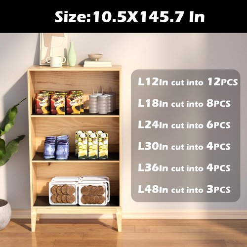 Black Shelf Liner 10.5 in Wide: Thick Easy Cutting Pantry Wire Shelves Liners - Waterproof Kitchen Cabinet Liner for Shoe Rack - Multi-Size 10.5" x 145.7"