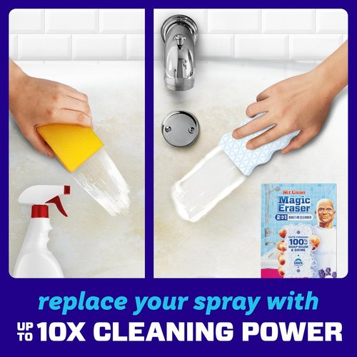 Mr. Clean Magic Eraser Sponge - Powerful Bathroom Cleaner with Febreze Lavender Scent | 7 Count