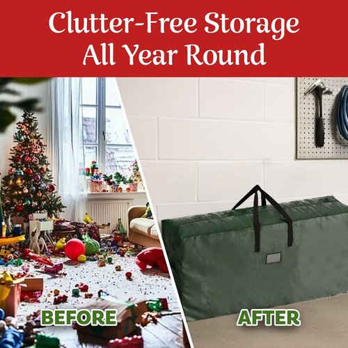 Elf Stor Christmas Tree Storage Bag - Durable Organizer for 9FT Artificial Trees | Green, Pack of 2