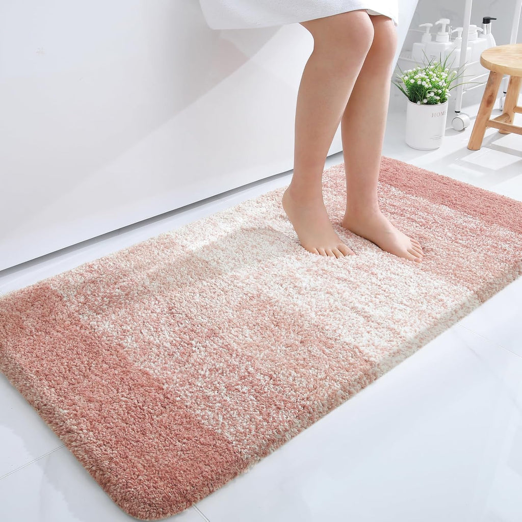 OLANLY Large Bathroom Rugs - Extra Soft Microfiber Mat 50x30 | Quick Dry & Machine Washable, Peach