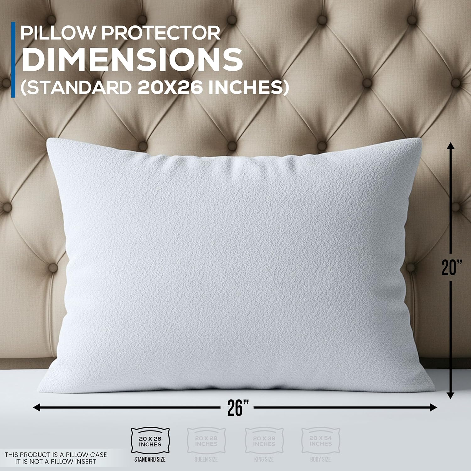 Utopia Bedding Waterproof Pillow Protectors - Set of 4 Standard Size, Zippered Terry Covers | Bed Bug & Dust Mite Proof