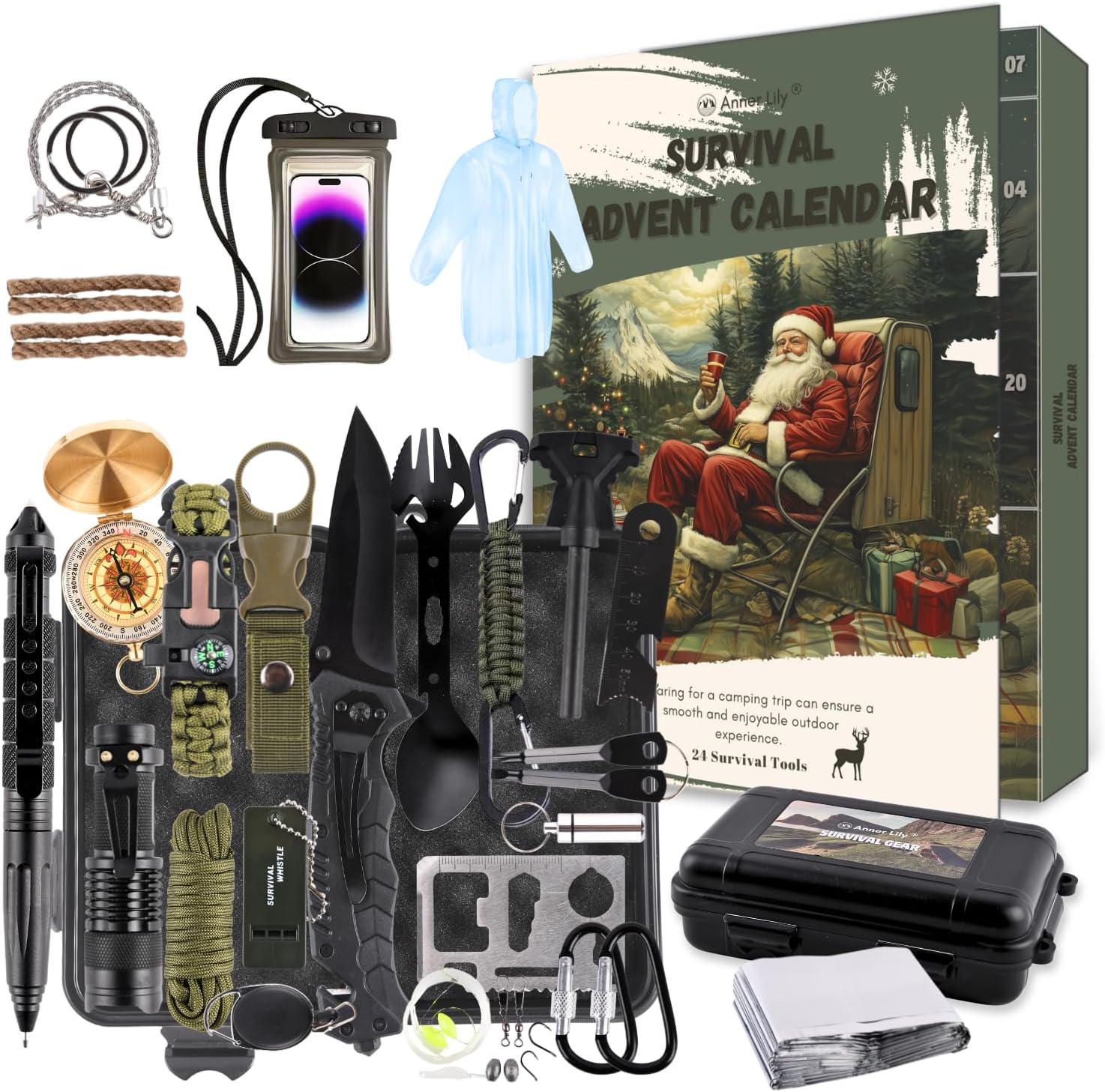 Survival Advent Calendar - 24-Day Countdown Kit for Men & Teens | Perfect Xmas Gifts for Outdoor Adventures