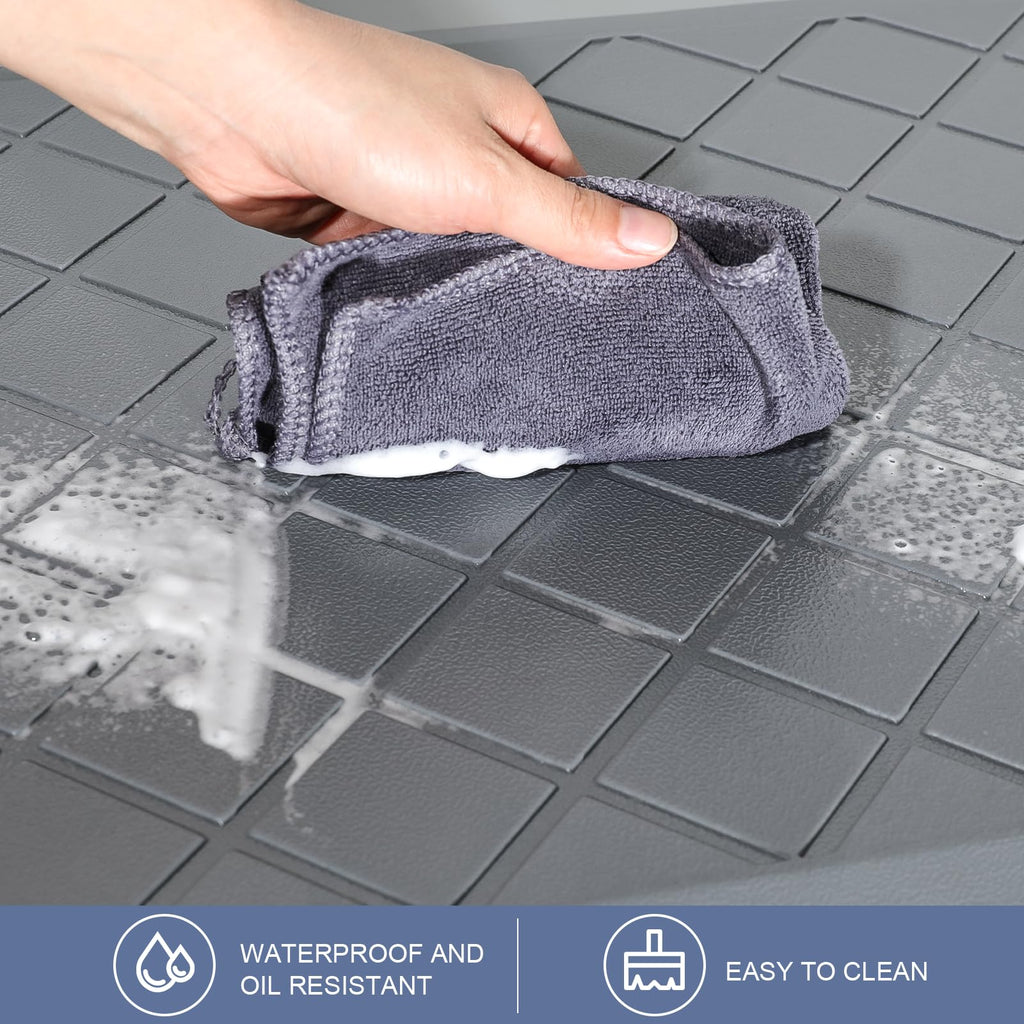 WEZVIX Cushioned Kitchen Mat 2 PCS, Anti Fatigue Kitchen Rugs, Heavy Duty Non-Skid, Ergonomic Comfort Foam Kitchen Floor Mat for Home, Office, Sink, Laundry - Grey