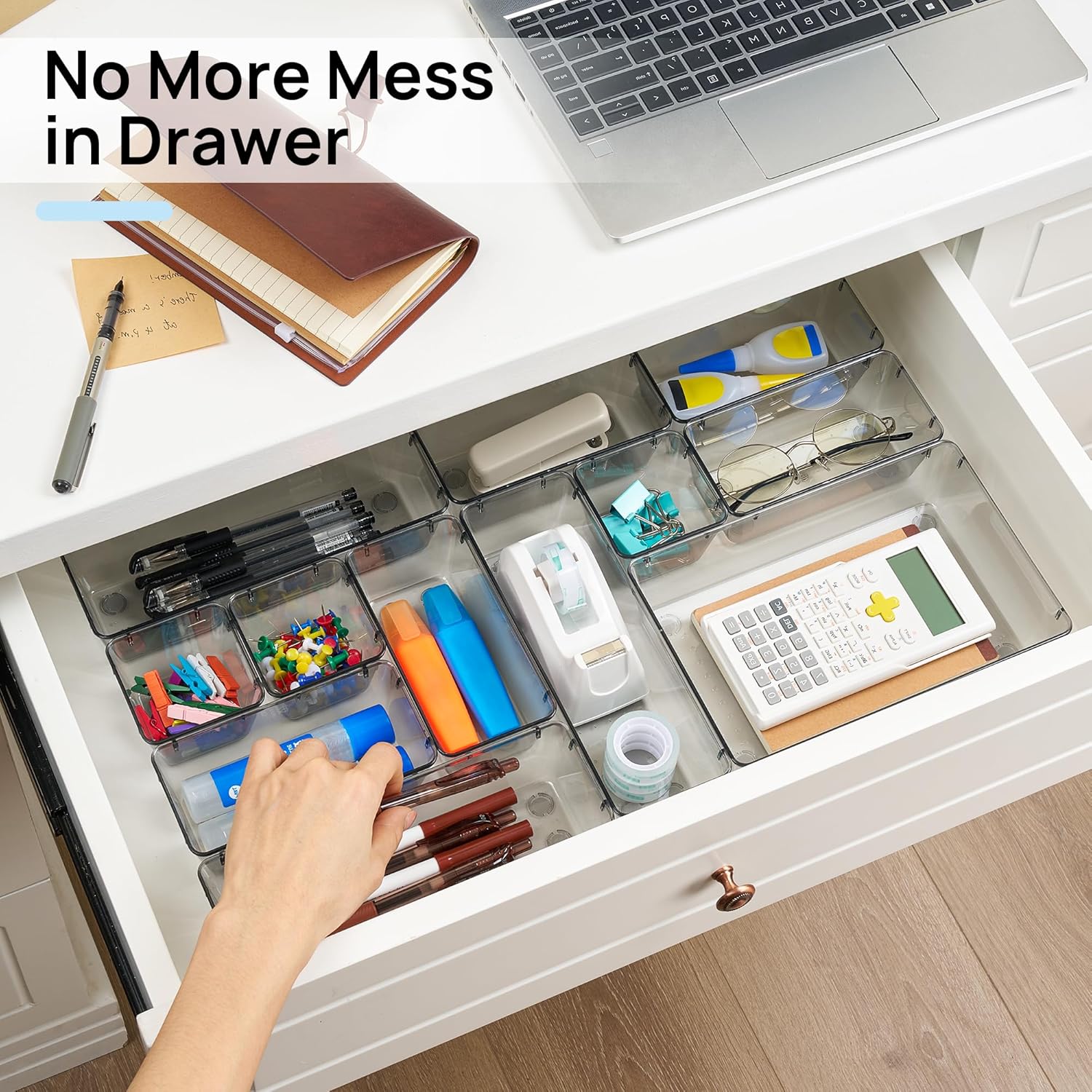 Vtopmart 25 PCS Desk Drawer Organizer Set - Versatile Plastic Storage Bins for Office & Bathroom