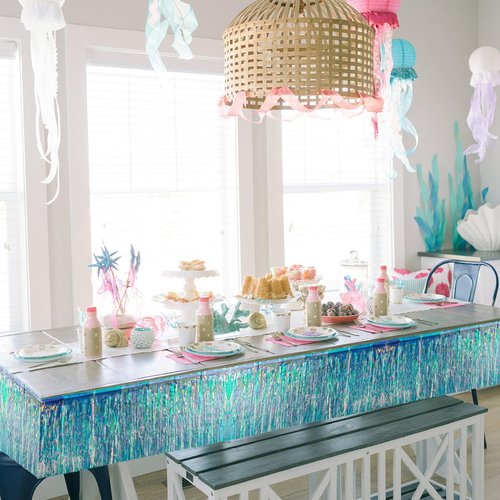 Iridescent Tinsel Garland 48FT - Sparkling Birthday Decorations for Girls - Perfect for Mermaid & Unicorn Parties
