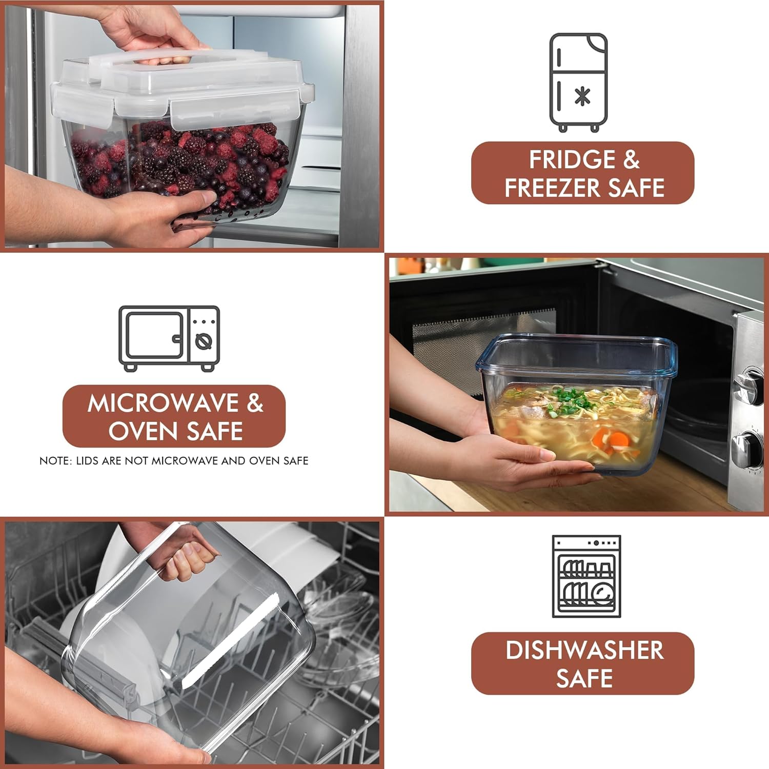 Razab Large Glass Food Storage Containers - 17 Cups | 132 Oz | Leakproof & BPA-Free for Meal Prep