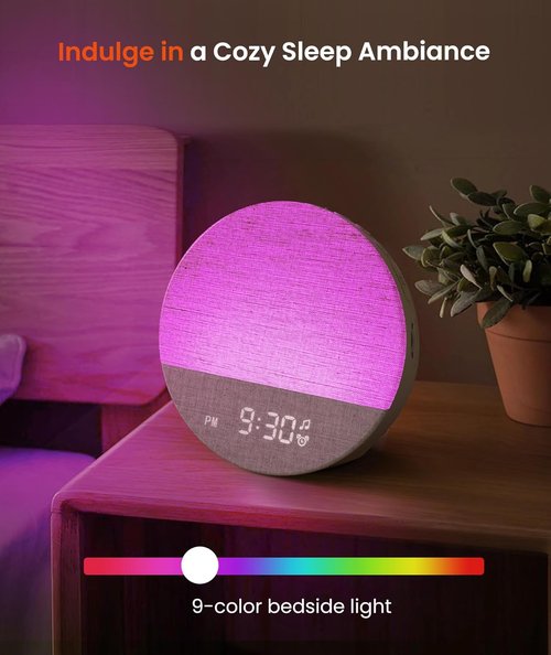 Dreamegg Sunrise Alarm Clock - Customizable Sound Machine & Dimmable Night Light | 29 Soothing Sounds