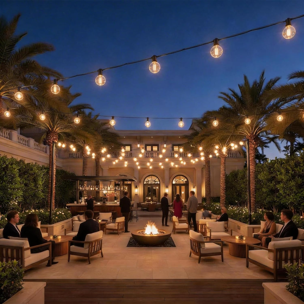 RTTY Outdoor String Lights - 150 FT Waterproof G40 Shatterproof LED Bulbs | Dimmable Globe Lighting for Patio, Bistro, Backyard, Cafe - Warm White