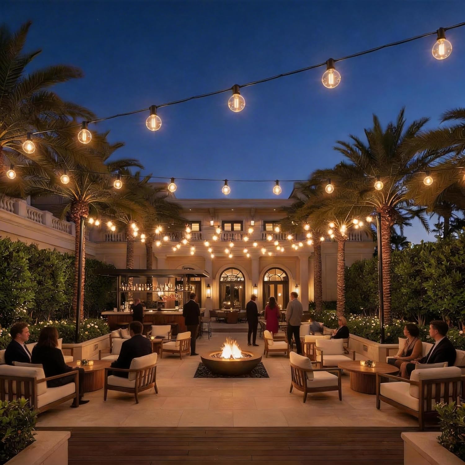 RTTY Outdoor String Lights - 150 FT Waterproof G40 Shatterproof LED Bulbs | Dimmable Globe Lighting for Patio, Bistro, Backyard, Cafe - Warm White