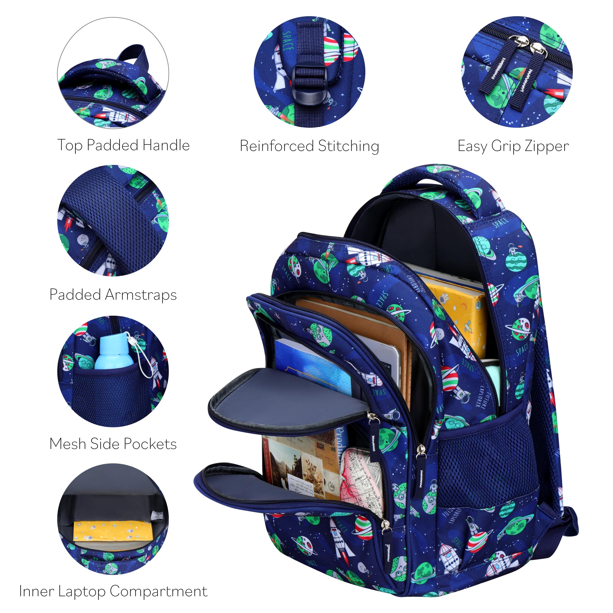 MYGOO Girls Backpack | Campus Collection | Butterfly Aqua Design for Primary School | 17 inch Height