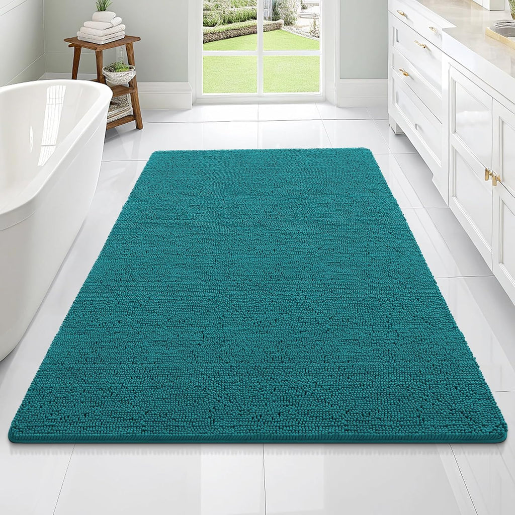 OLANLY Large Bath Rugs - Extra Soft Chenille, Quick Dry & Machine Washable | 70x46 Deep Lake Color