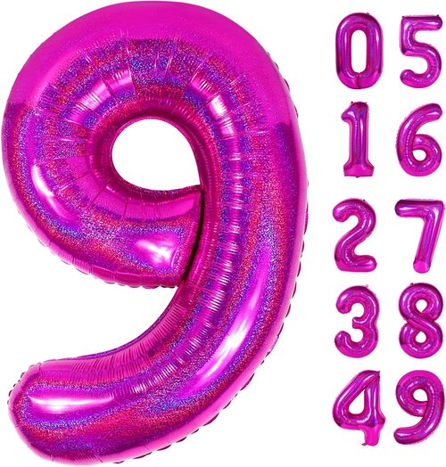 Laser Hot Pink Number 9 Balloon - 40 Inch Giant Birthday Decoration for Girls | Perfect for 9th, 19th, 29th Parties