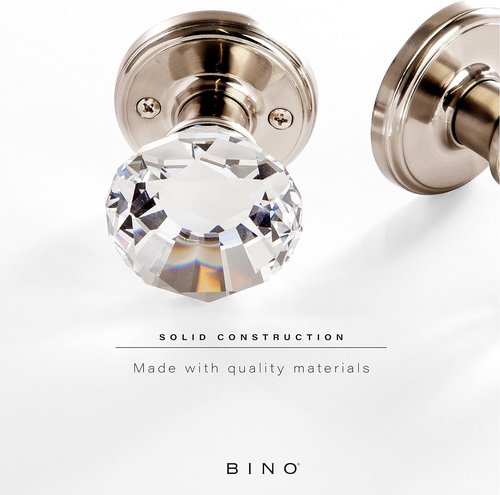 BINO Crystal Door Knobs Set - Elegant Satin Nickel Finish with Functional Design - Interior Decor