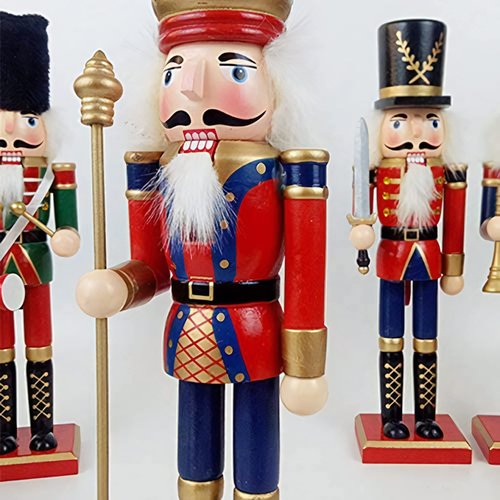 O-Toys Wooden Nutcracker Ornaments Christmas Decoration Figures Puppet Home Decor (12 Inch) (Set)
