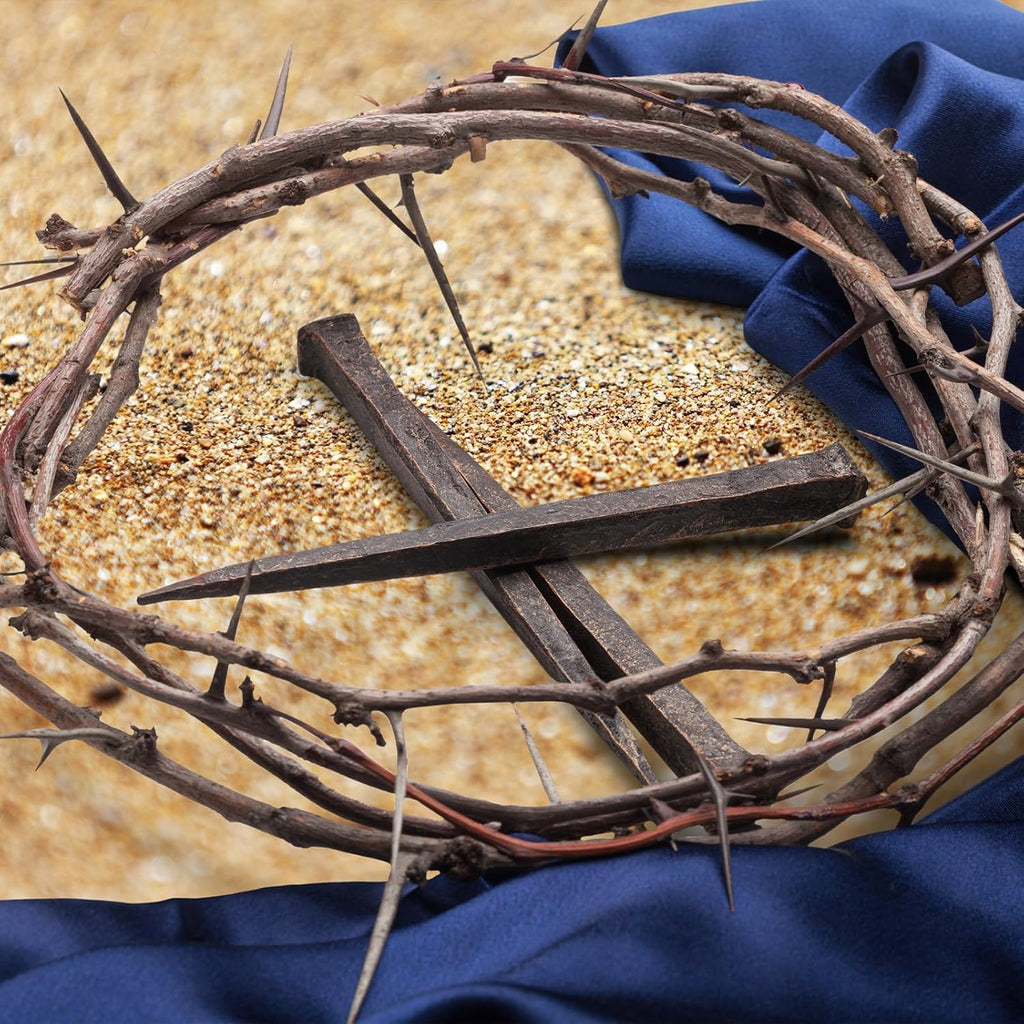 Skiennix Crown of Thorns - Christian Jesus Decor with Crucifixion Nails | 4 Pieces for Easter Celebrations