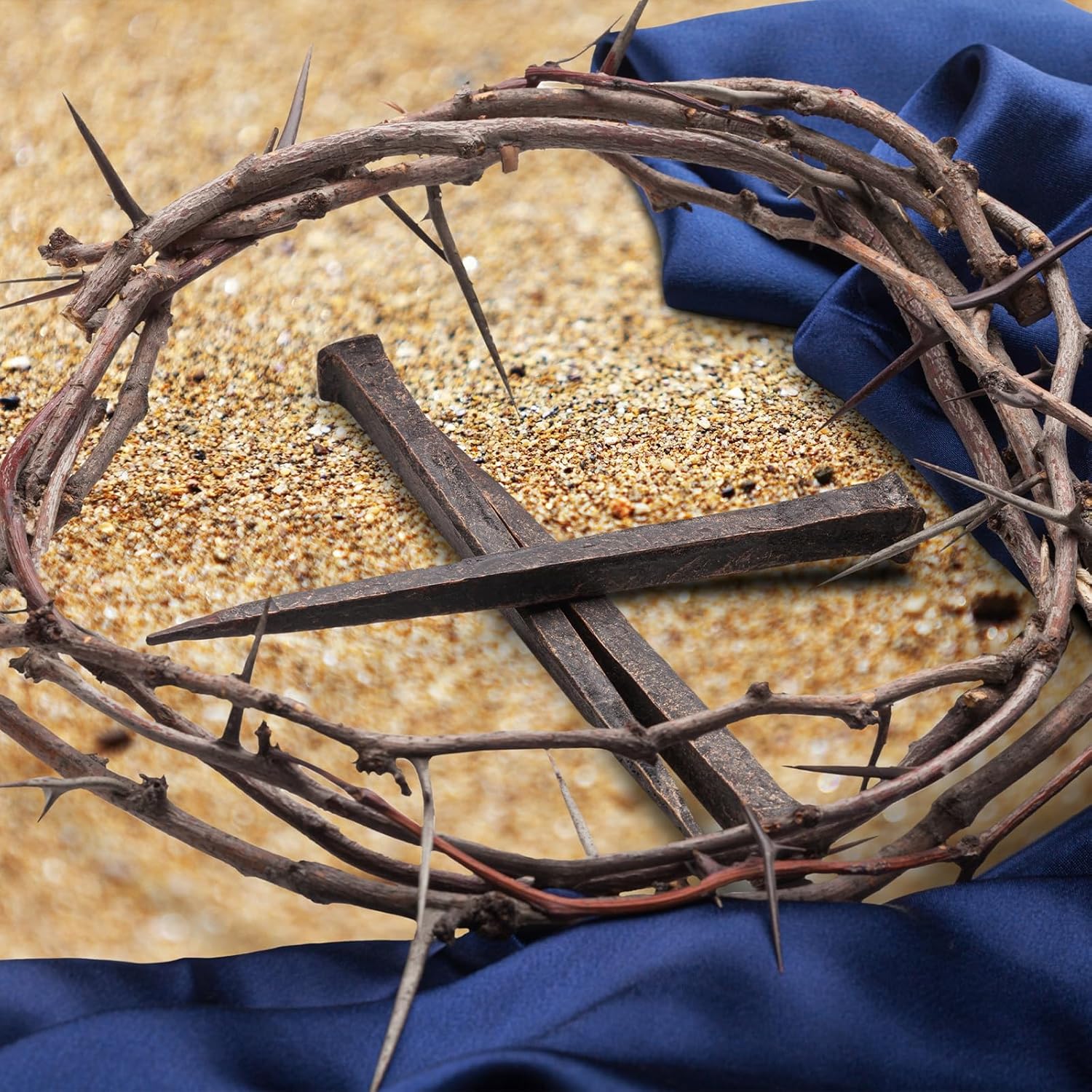 Skiennix Crown of Thorns - Christian Jesus Decor with Crucifixion Nails | 4 Pieces for Easter Celebrations
