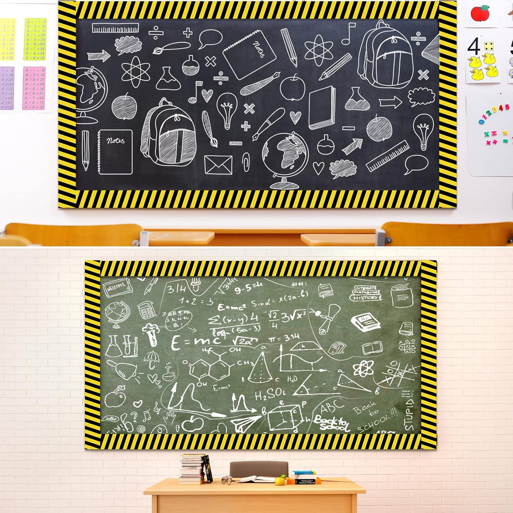 Outus Bulletin Board Borders - 68 Ft Construction Theme Decor | Yellow Stripes for Classroom & Parties