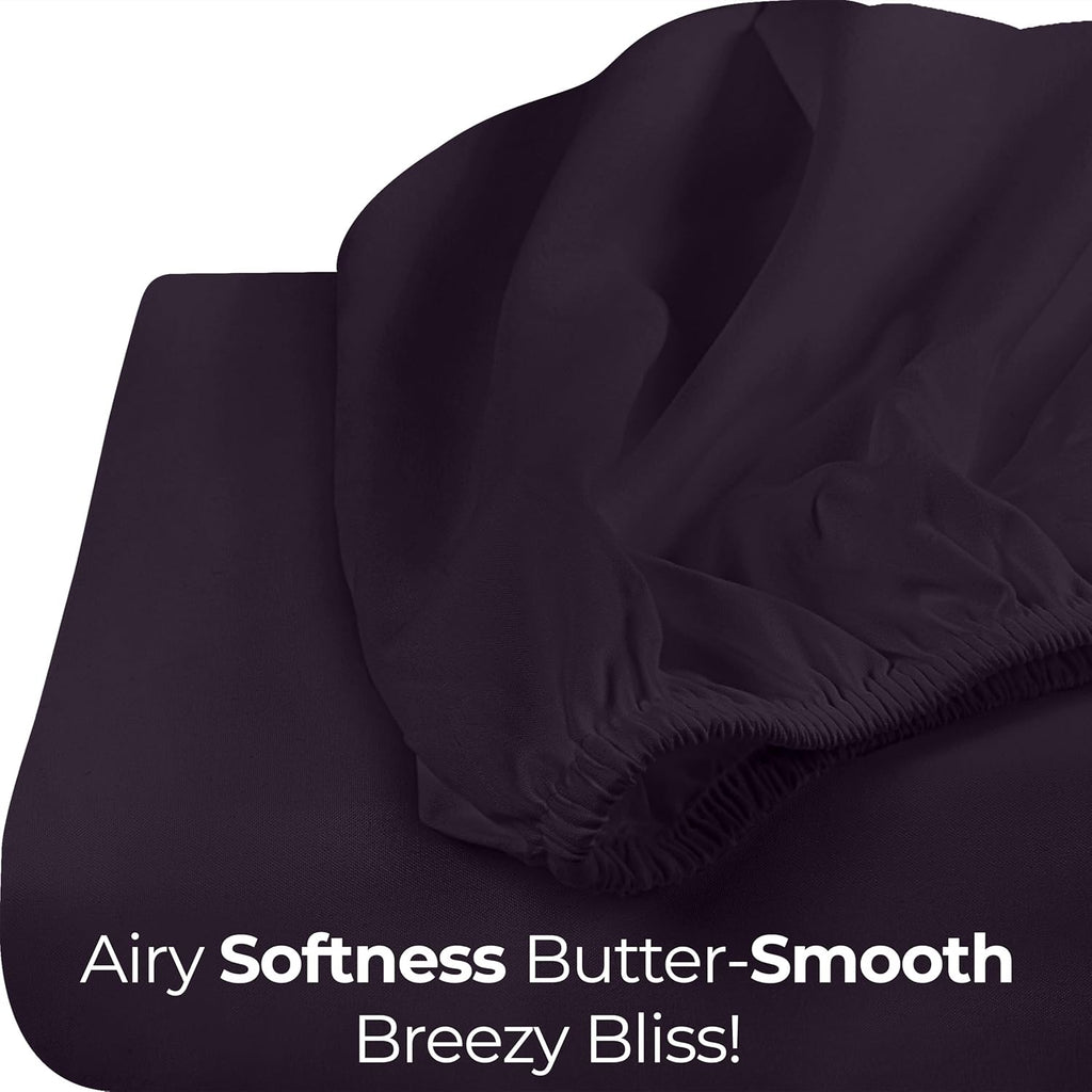 Utopia Bedding Queen Fitted Sheet - Deep Pocket Soft Microfiber - Fade Resistant & Easy Care (Purple)