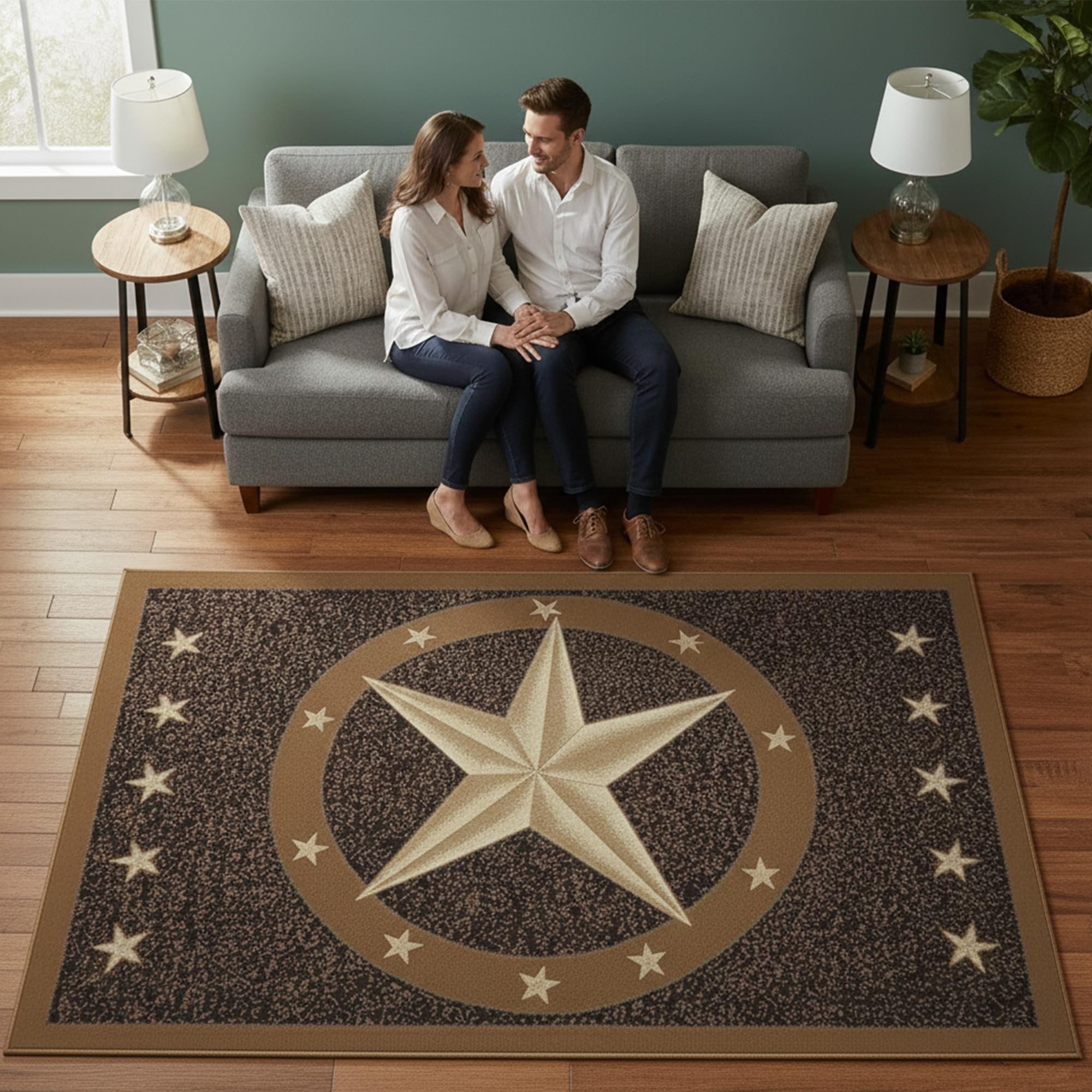 Furnish my Place 800 Texas Star Cowboy Area Kids Rug for Playroom, Bathroom & Kindergarten Classroom, Floor Mat, Texas Western Star Rustic, Multicolor (3'3"x5')