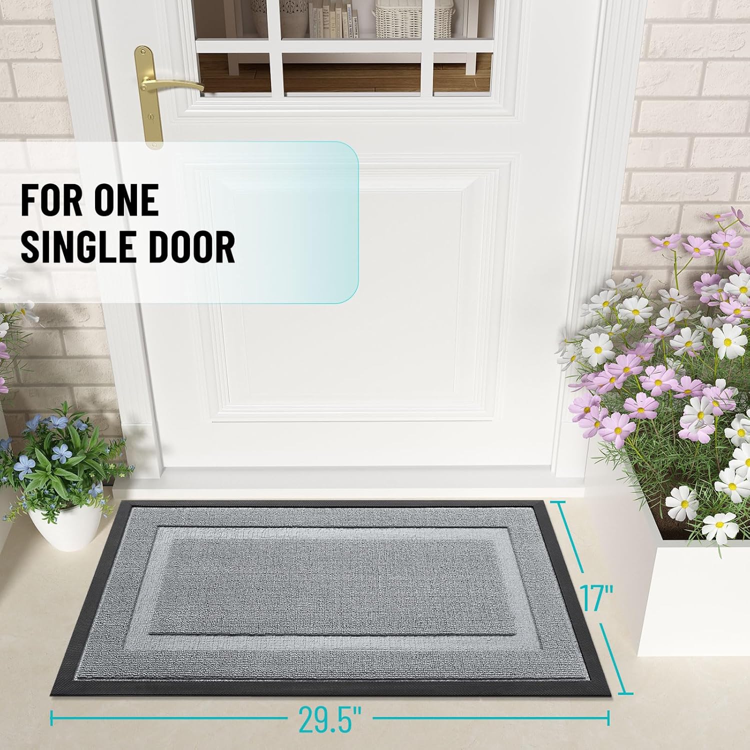 OLANLY Waterproof Front Door Mat - All-Season, Easy Clean Natural Rubber Doormat | 29.5x17, Ash Gray