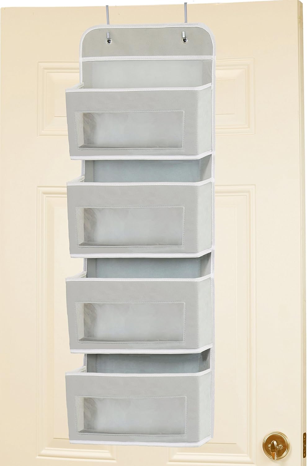 Simple Houseware 4 Pocket Over-The-Door Hanging Organizer - Gray Storage Solution for Bedroom & Bathroom