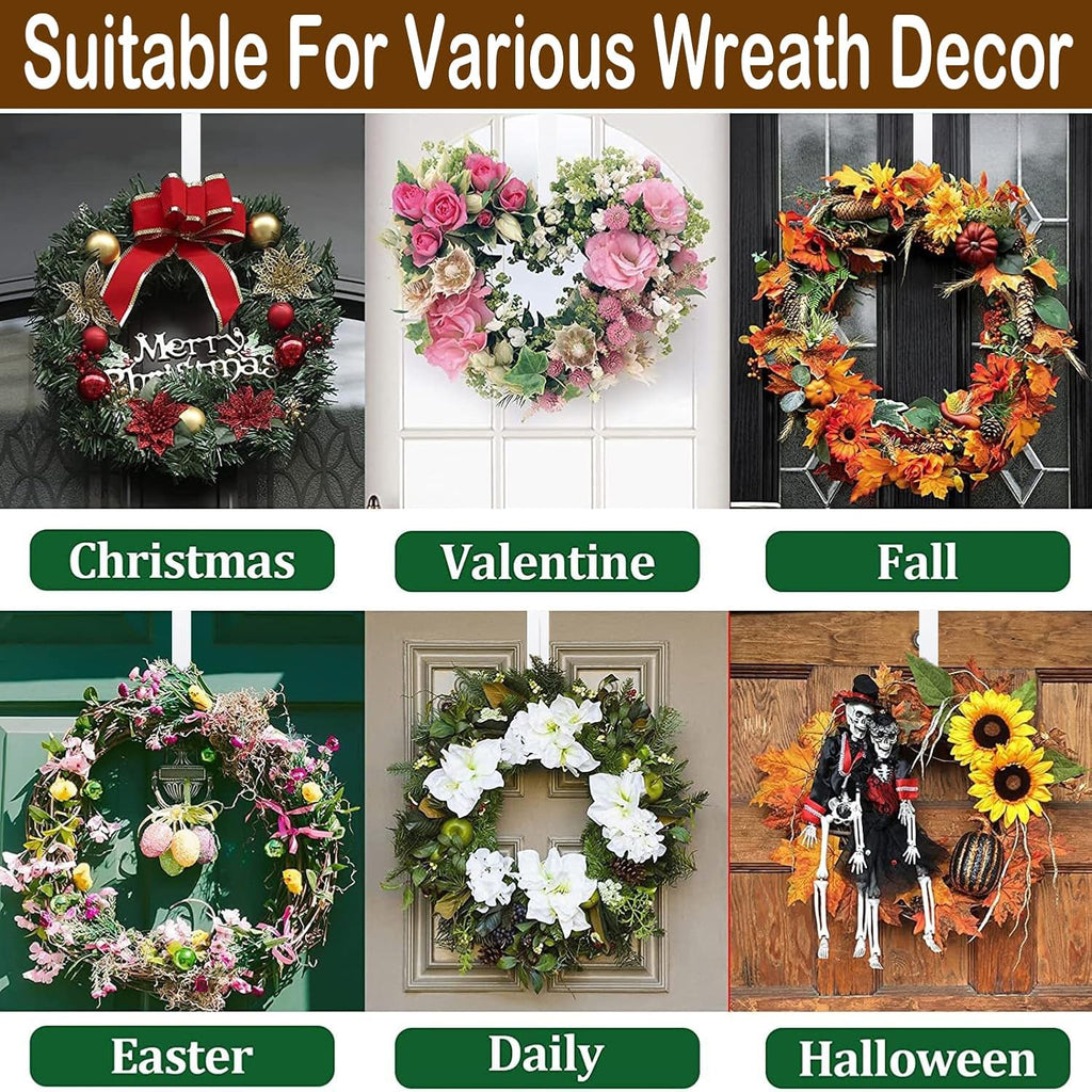 Regine Switzerland Wreath Hanger - Adjustable 15" to 25" for Christmas & Fall Decor | White