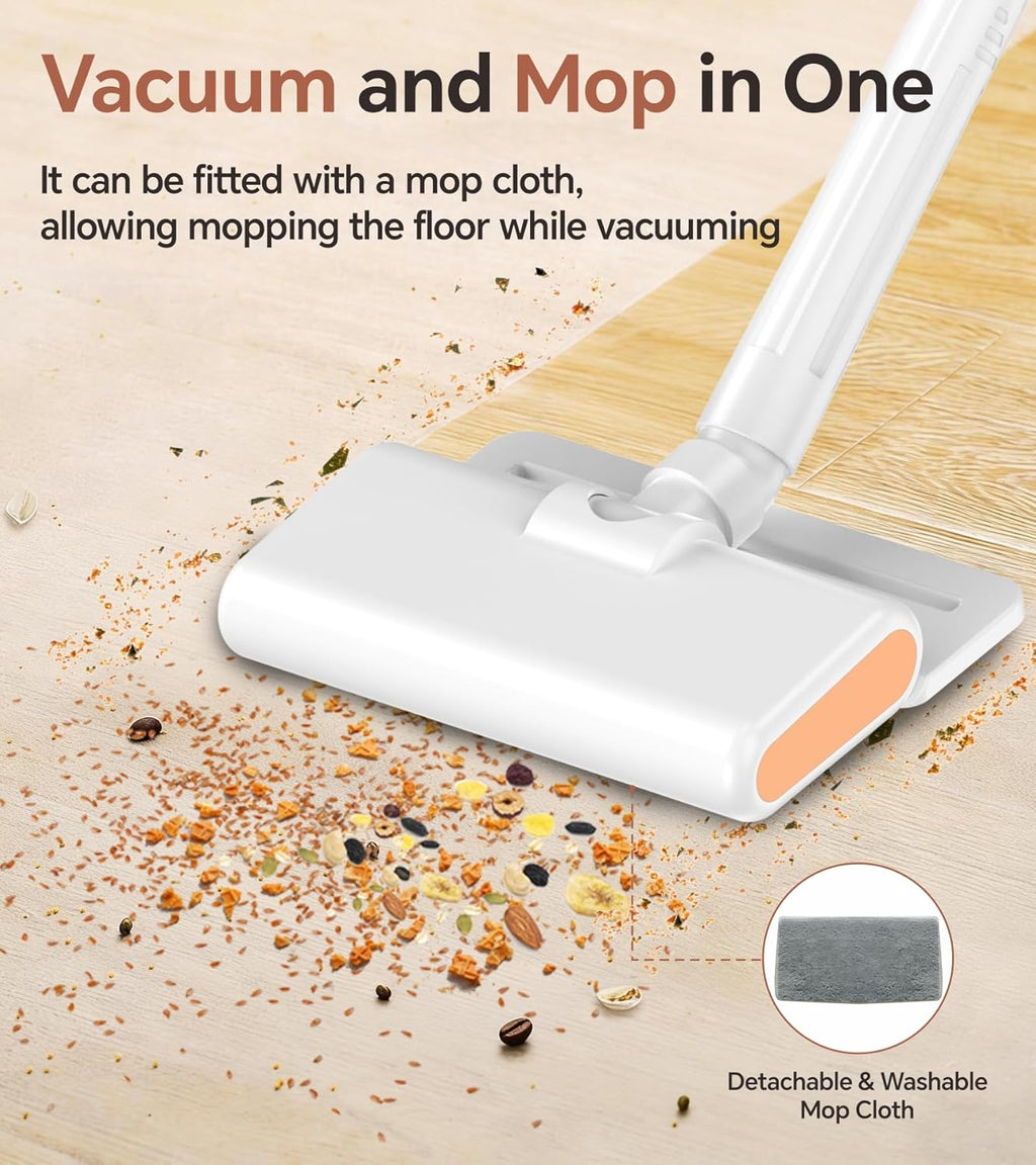 Skiennix Cordless Vacuum Cleaner - Powerful Suction with LED Display | Portable for Home & Pet Hair, White