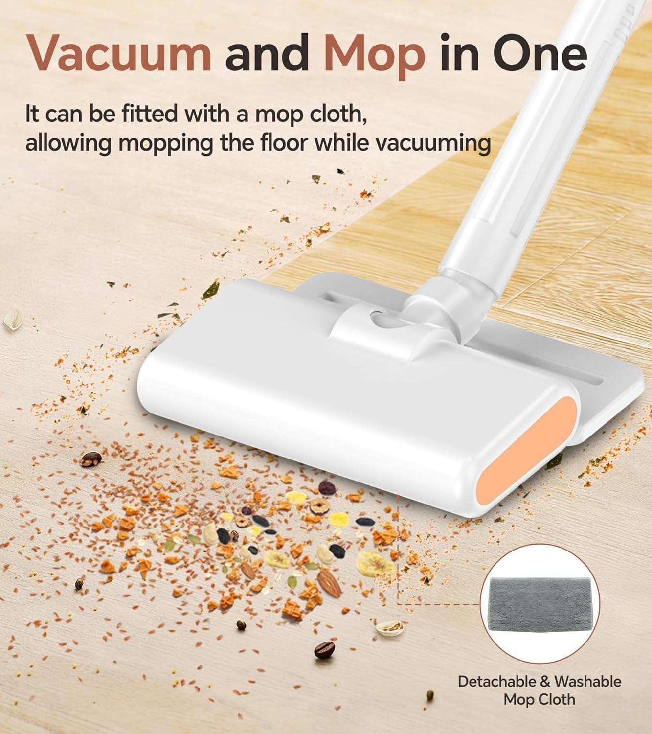 Skiennix Cordless Vacuum Cleaner - Powerful Suction with LED Display | Portable for Home & Pet Hair, White