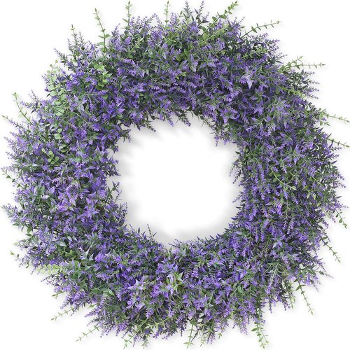 Lavender & Eucalyptus Wreath by [Brand Name] - Large 32" Artificial Greenery for All Seasons | Front Door & Porch Decor