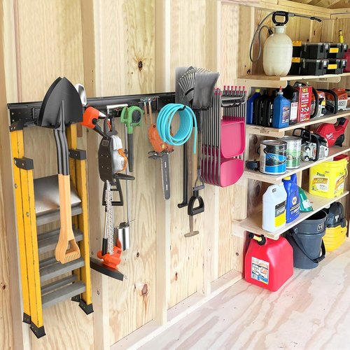 Garage Storage Rack - 48 Inch Adjustable Tool Organizer | 440lbs Capacity for Garden Tools & Yard Shed
