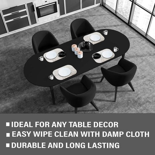 Dainty Home Silver Marble Oval Cork Placemats - Heat Resistant, Non-Slip, Easy Clean for Elegant Dining - 12"x18" Set of 8 - Perfect for Stylish, Modern Homes