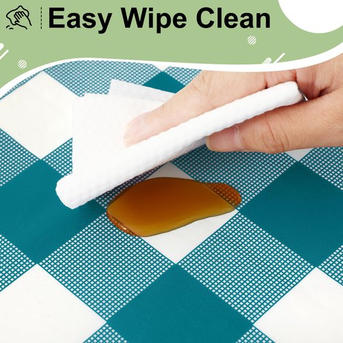 misaya 6 Packs Buffalo Disposable Table Cloth, 54 x 108 Inch Waterproof Plastic Tablecloth, Rectangle Turquoise and White Checkered Table Covers for Picnic, Birthday, Party