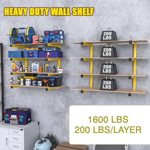 Heavy Duty Lumber Storage Rack by [Brand Name] - 4-Pack Wall-Mounted Organizer | 8-Level System, Holds Up to 1600 Lbs